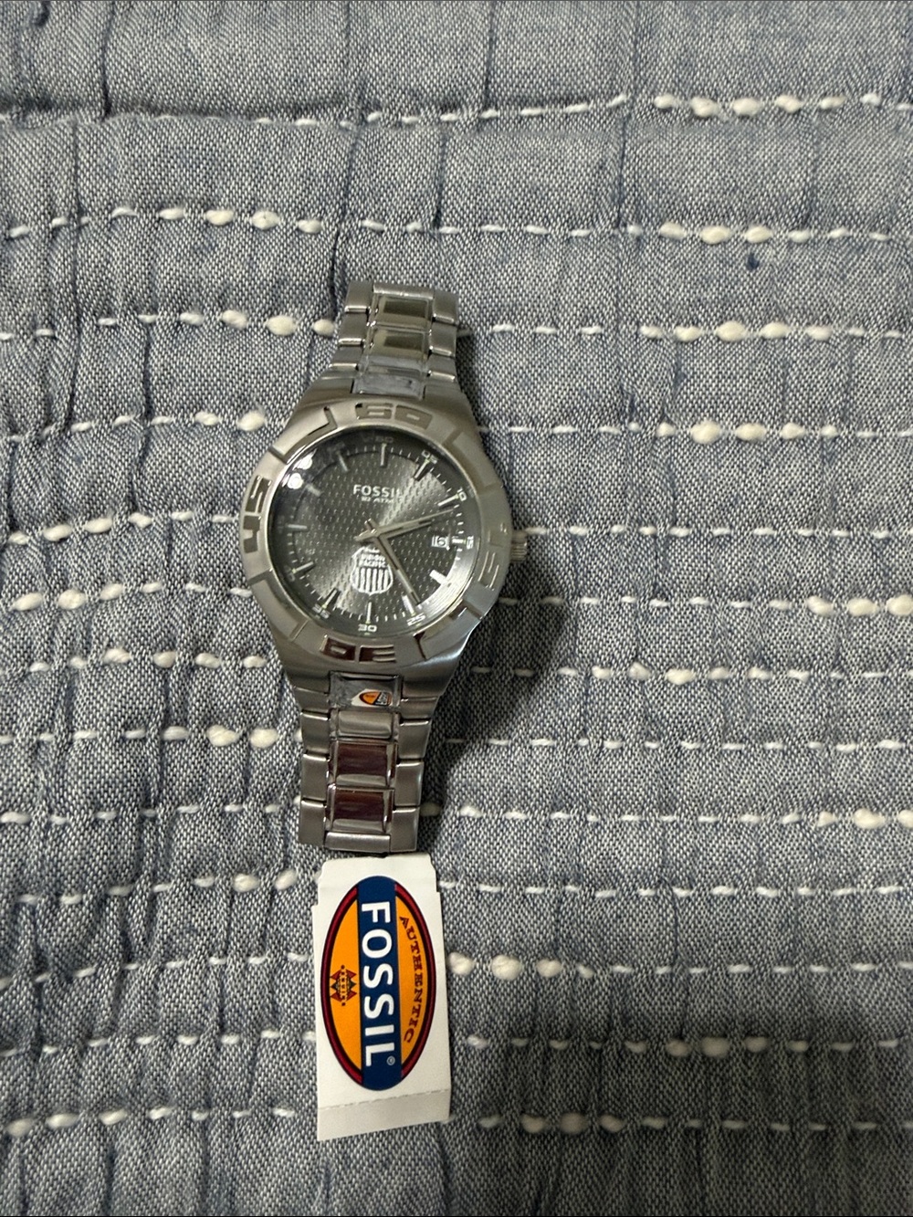 NWT Fossil Union Pacific Silver Stainless Steel Men’s Watch